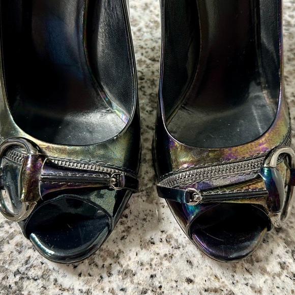 Gucci Patent Leather Peep-toe Horsebit Pumps - Picture 5 of 11